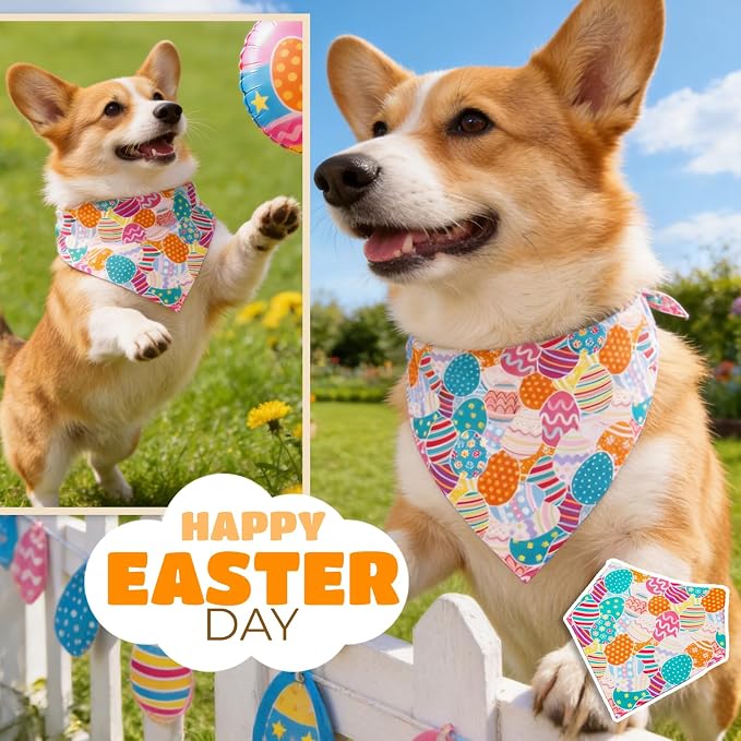 Easter Dog Bandana Colorful Eggs, Medium, Small