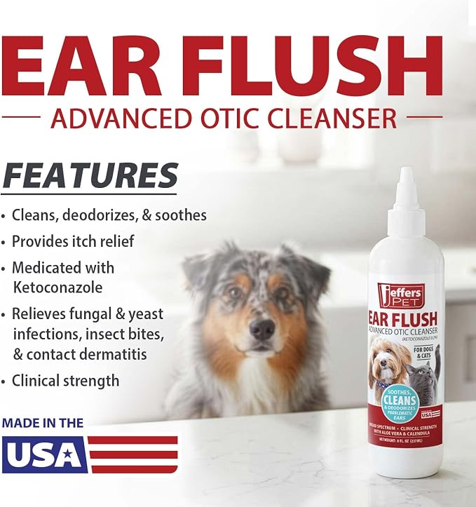 Jeffers Ear Flush with Ketoconazole, Aloe Vera & Calendula, 8 oz