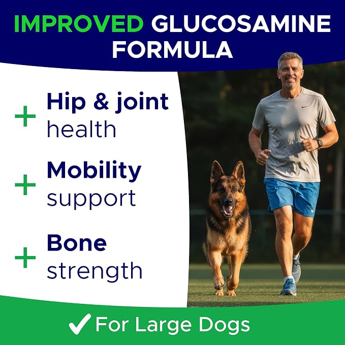 Glucosamine for Dogs Hip & Joint Supplement - Chondroitin, Omega-3, MSM - Joint Health & Pain Relief - Senior & Large Dogs - Made in USA - 120Ct