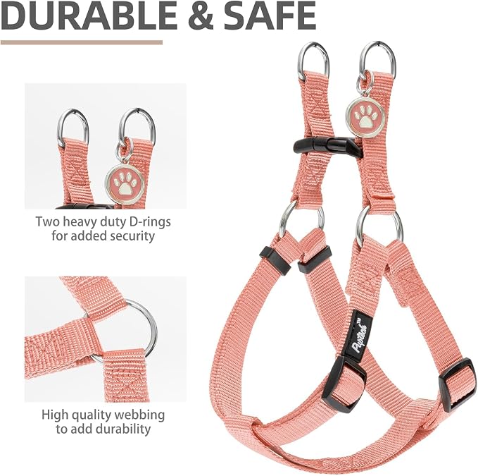 PUPTECK No Pull Dog Harness Large Sized Step-in Adjustable Puppy Vest | Soft Webbing Basic Halter with ID Tag for Outdoor Walking