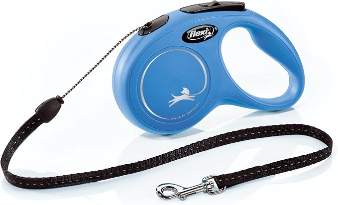 FLEXI® Classic Cord Retractable Dog Leash, Small, 16 ft - Blue | German engineered, original flexi leash, durable quality for dogs up to 26 lbs, tangle-free, walking, reliable brake system