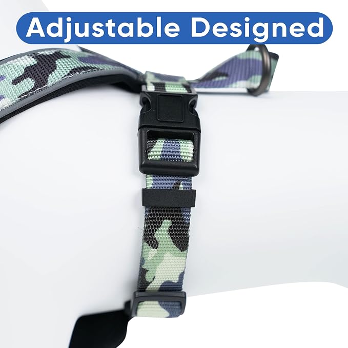 Pawtitas Reflective Padded Dog Harness for XX-Small Dogs – Adjustable Puppy Step-in Vest | Fits Chest 12–15 in | No Pull Training Harness | XXS | Grey Camouflage