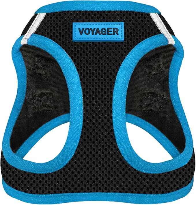 Voyager Step-in Air Dog Vest Harness - Black/Blue Trim, X-Large | 20.5 - 23" in Chest, Reflective Bands, All Weather Breathable Air Mesh, Cats Compatible, Lightweight, Fast Drying