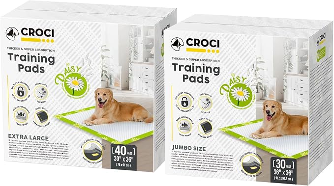 CROCI Dog Pads Daisy Scented 30x36in 40 Counts, Extra Large Pee Pads for Dogs 36x36in 30 Counts