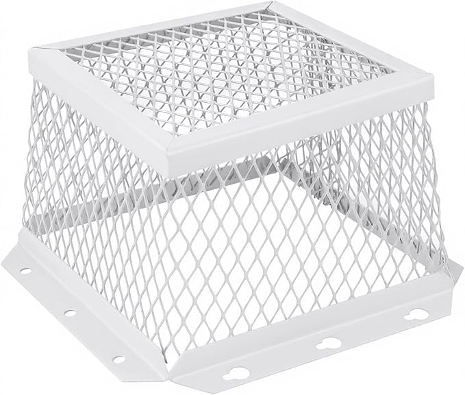 Dryer Vent Cover Guard 7" L x 7" W x 5" H, Metal Dryer Vent Mesh Screen, Dryer Vent Protector for 3" to 4" Dryer Ventilation and Bathroom Exhaust Fan Cover (White)