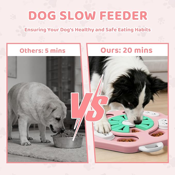 MateeyLife Interactive Dog Puzzle Toy for Smart Dogs, Mental Stimulation Dog Enrichment Toys, Treat Dispensing Dog Toys to Keep Them Busy for Small and Medium Dogs, IQ Training Puzzle Feeder (Pink)