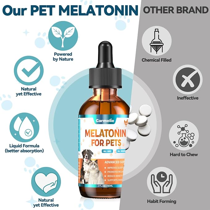 Melatonin for Dogs & Cats, Sleep Relaxation Calm Support Chicken Flavor