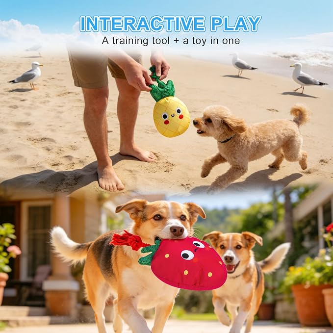 BEAUTYZOO Floating Dog Pool Toys, 2-Pack, Strawberry & Pineapple