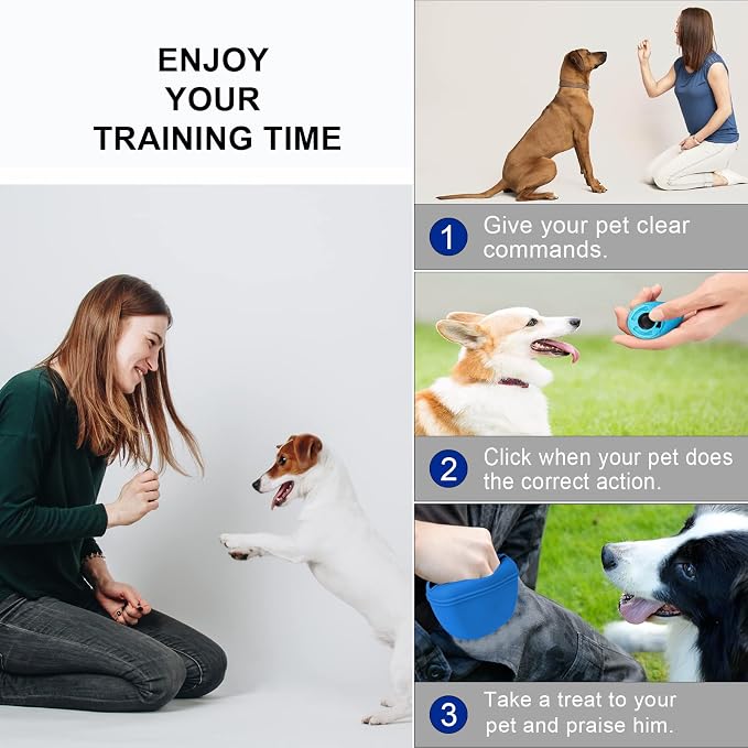 Left&Right Dog Clicker Training Kit, Navy Blue