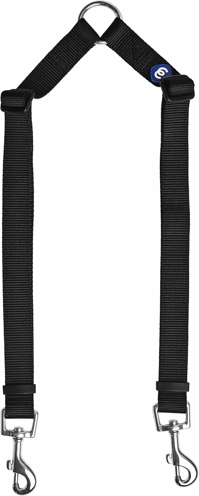 Blueberry Pet Essentials Durable Classic Double Dog Leash Coupler, Black, Medium/Large, Dual Walking & Training Leashes for Two Dogs