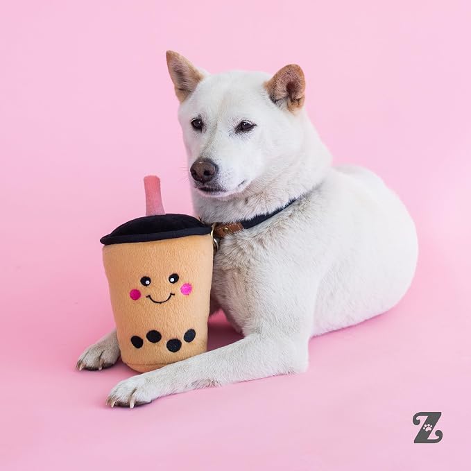 ZippyPaws NomNomz Dog Squeaky Toys to Keep Them Busy - Boba Milk Tea | Funny Food Plush for Small & Medium Dogs, Cute Stuffed Puppy Toy, Pet Products, Gift for Dogs of All Breeds, Soft and Cuddly