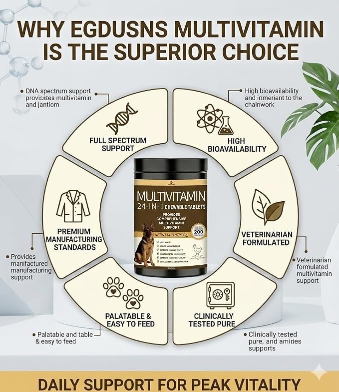 All-in-One Dog Multivitamin Chews 200 Count, Glucosamine Chondroitin Omega 3 Salmon Oil Probiotics, Joint Gut Immune Skin Coat Support, Chicken Flavor