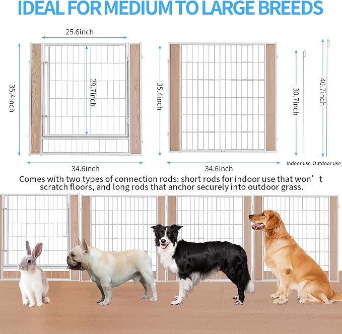 Heavy Duty Dog Playpen, 35.4in H 12 Panels, White