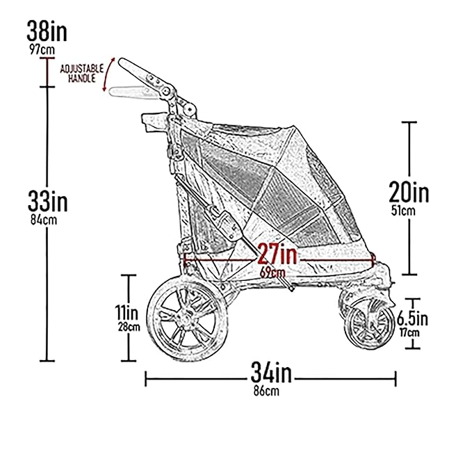 Pet Gear No-Zip Excursion Pet Stroller - Navy, Dual Entry