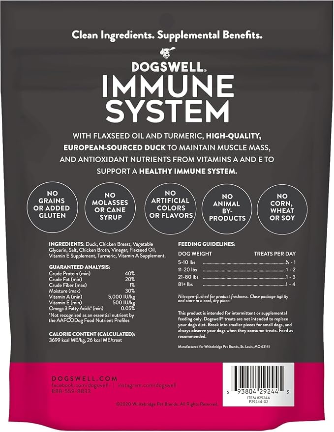 Variety Pack for Dogswell-Whole-Body-Health Treats: Immune System Booster, Hip & Joint, Gut Health & Skin & Coat - Duck, Chicken, Salmon, Lamb (6oz Each. 24oz Total)