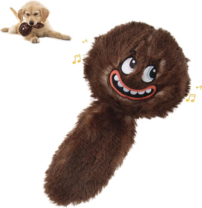PETGEEK Vibrating Squeaky Dog Ball, USB Rechargeable 350mAh Toy, Brown | Motion-Activated Vibrating Dog Ball, Built-In Recording & Music, Crinkle Plush Cover, Squeaky Interactive Toy for All Dogs