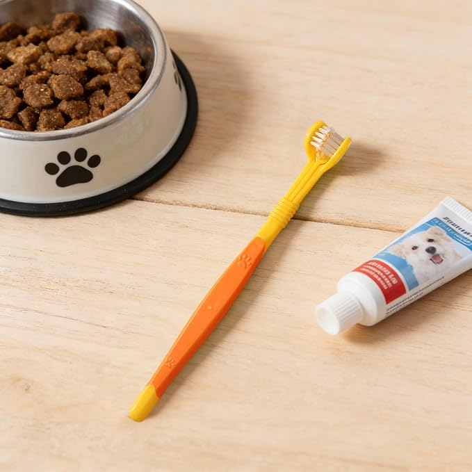 3 Sided Pet Toothbrush for Dogs&Cats, Dog Tooth Brush with Soft Bristles, Easy Teeth Cleaning & Dental Care, Removes Tartar & Bad Breath, Oral Care for Medium & Large Pets (6 Colors)