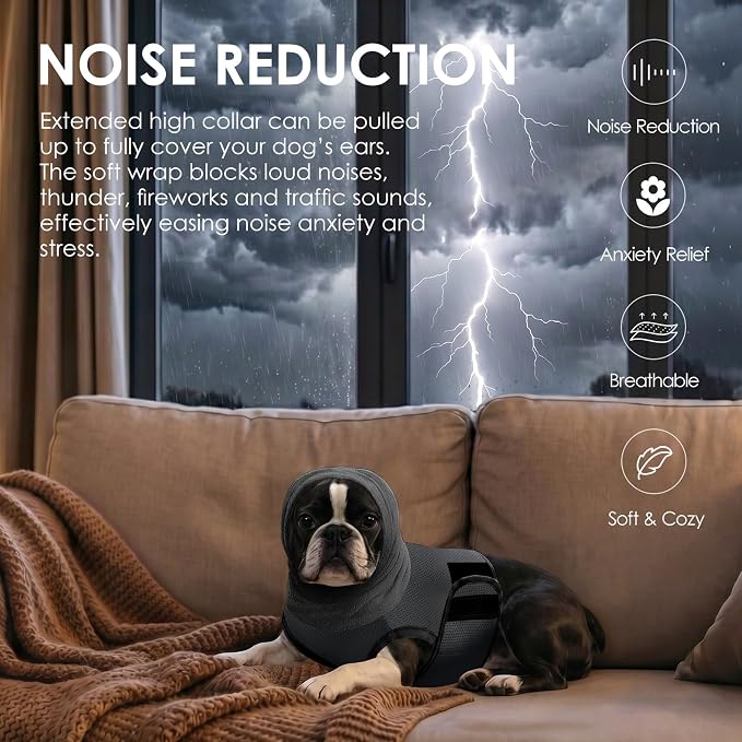 AOFITEE Large Dog Thunder Jacket, Reflective Dog Anxiety Vest with Hood