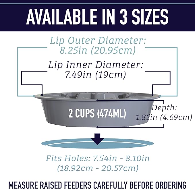 Leash Boss Slow Feeder Dog Bowls (2 Cup) Puzzle Dog Food Bowl - Fits into Elevated Pet Feeders - Slow Eating for Large, Medium & Small Sized Breeds - Gray