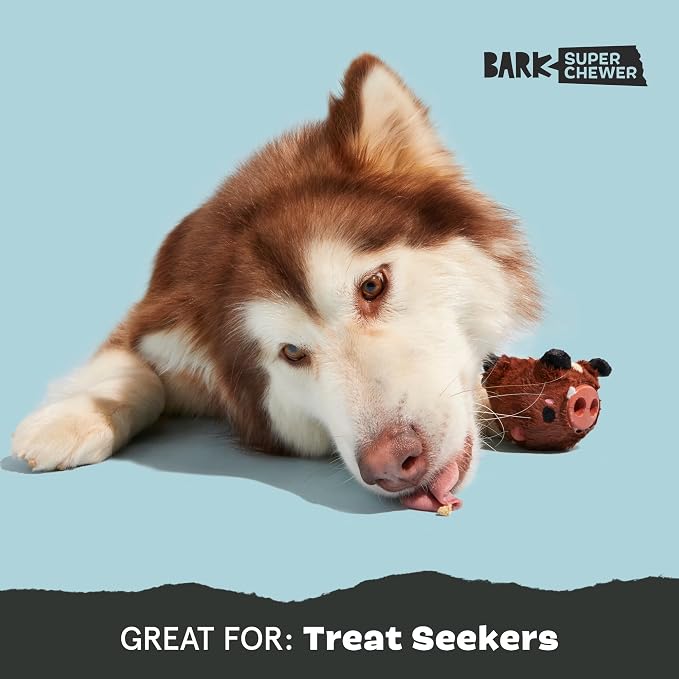 BARK Wild Borris Super Chewer Dog Toy Small | Rip & Reveal Natural Rubber Toy with Treat-Dispensing Core & Wacky Wobble