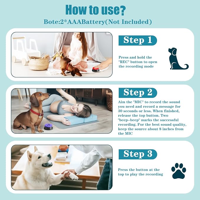 Dog Buttons for Communication Starter Pack, 8 Pcs