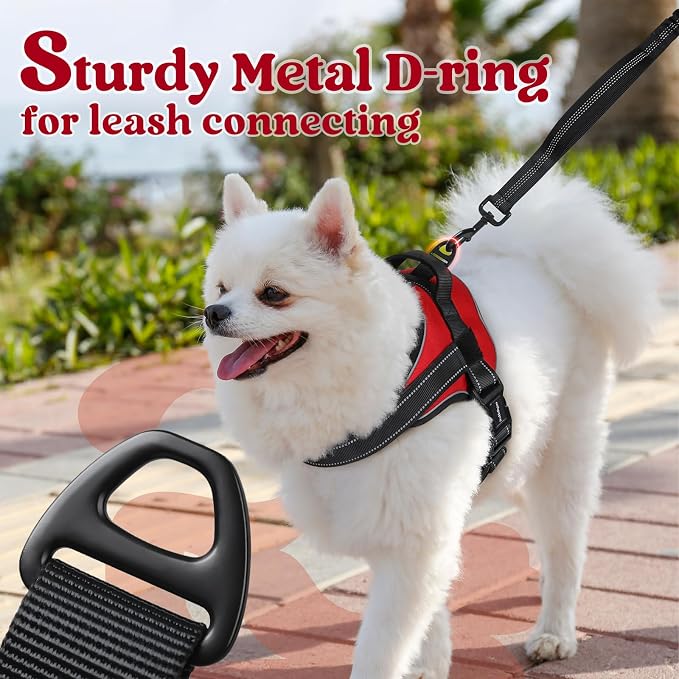 rabbitgoo No Pull No Choke Pet Vest, Adjustable Pet Harness with Molle | Large Sized Dog Harness, Reflective, Easy Wearing with One Buckle for Walking, Training, Red, L