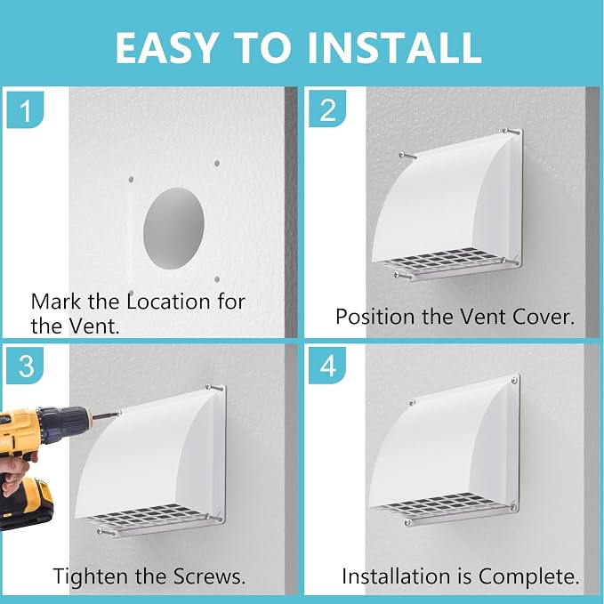 HG Power 8 Inch Wall Vent Cover with Removable Screen, White