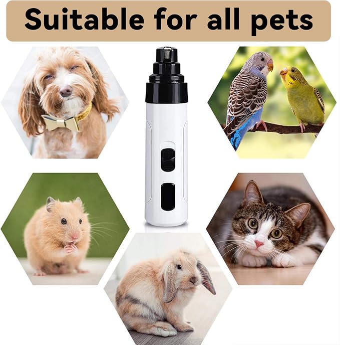 Upgraded Quiet Dog Nail Grinder, 2-Speed, 2 Replacement Heads M1