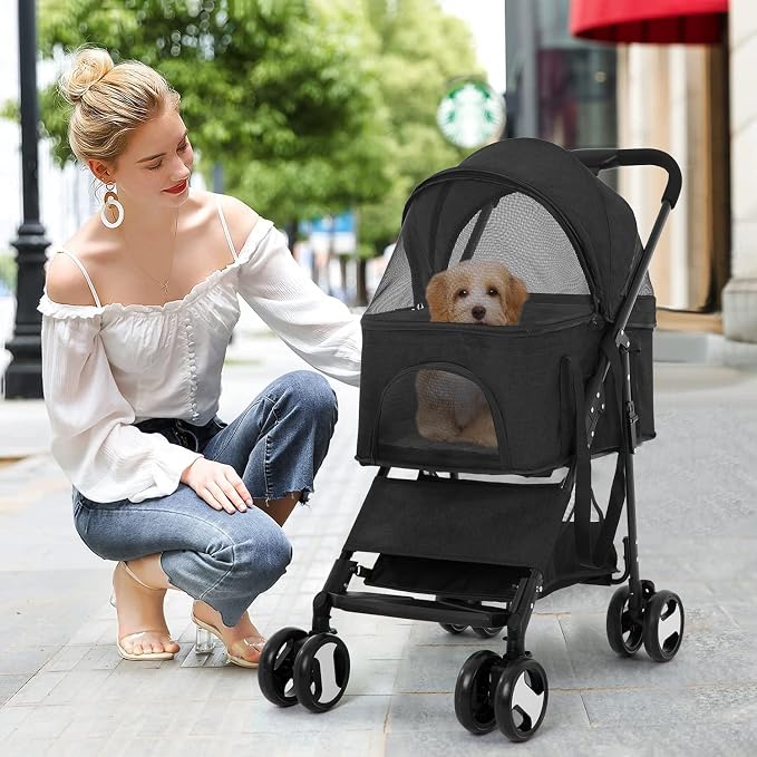 BestPet Premium 3-in-1 Pet Stroller - Black