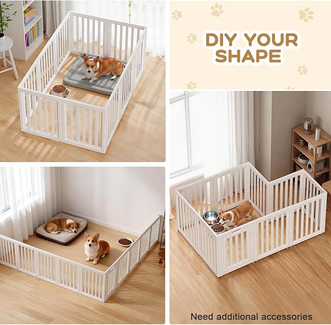 Dog Playpen, Clear Dog Pen, Dog Pen Indoor, Easy to Install and Remove Dog Play Pen, Puppy Playpen Suitable for Dogs, Cats,Dog Playpen Indoor (White, 30.3 inch Height, 10 Panels)