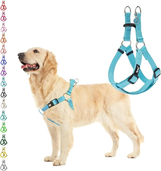 PUPTECK No Pull Dog Harness Large Sized Step-in Adjustable Puppy Vest | Soft Webbing Basic Halter with ID Tag for Outdoor Walking