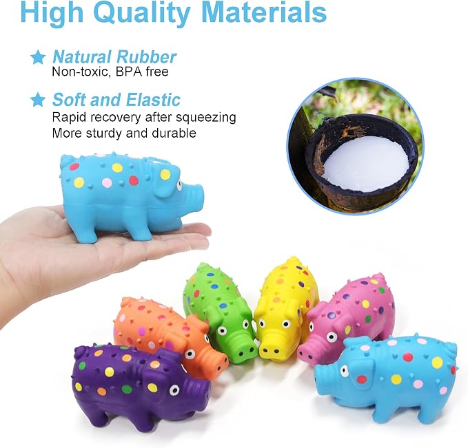 6 Pack Squeaky Pig Dog Toys, Rubber Pig Dog Toys for Puppy, Small, Medium Dogs, 4 Inch Durable Interactive Latex Squeaky Chew Toys