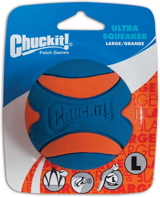 Chuckit! Ultra Squeaker Ball Natural Rubber Dog Toy Large - Pack of 2