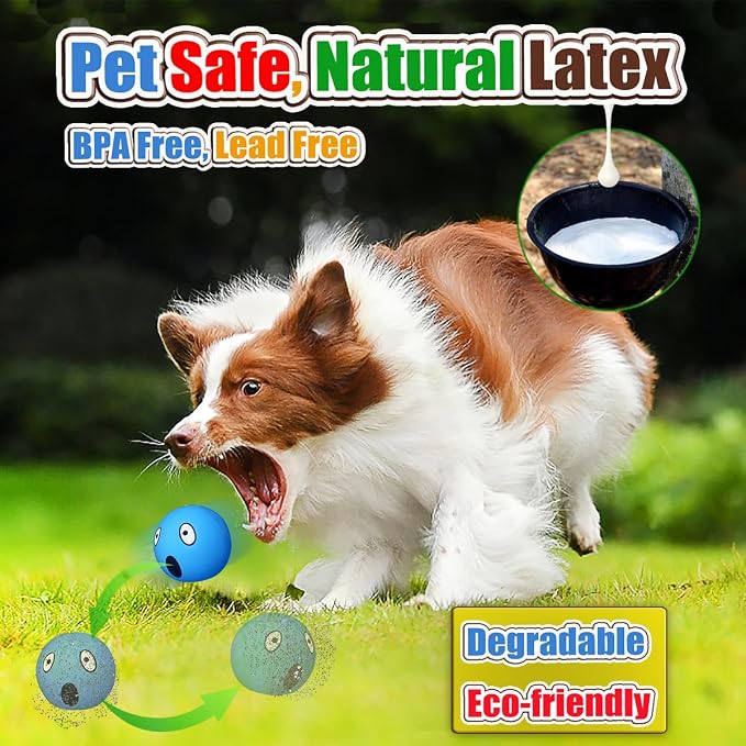HOLYSTEED Latex Squeaky Dog Balls for Medium Breeds, 2.5" Round Squeak Toys | 2.5"x2.5"x2.3", 6-Pack Soft Rubber Smile Face Dog Ball Squeaky, Bouncy Fetch Puppy Toy with Squeaker for Indoor Outdoor