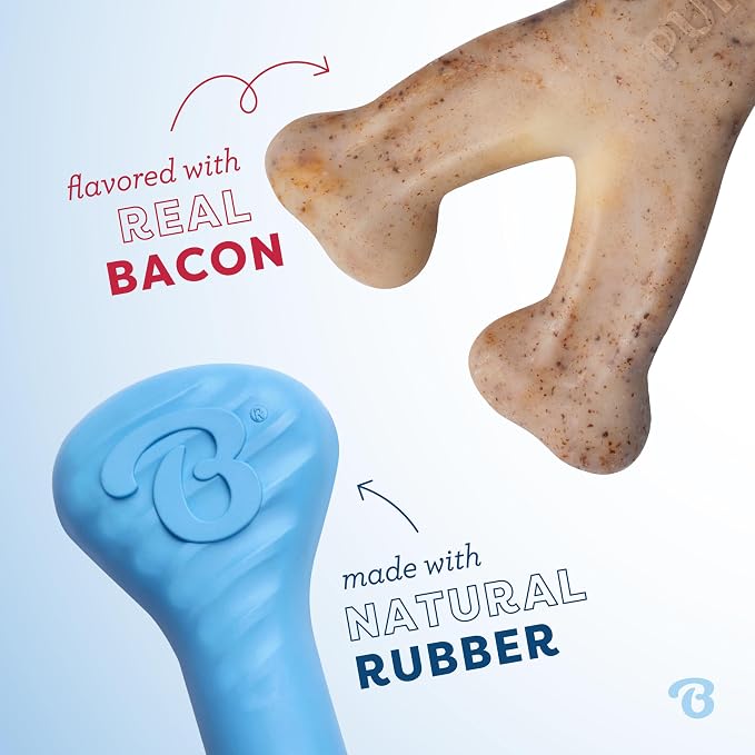 Benebone Puppy 2-Pack Rubber Bone/Wishbone Bacon Tiny | Dog Bones, Puppy Teething Toys, Puppy Toys, Long-Lasting