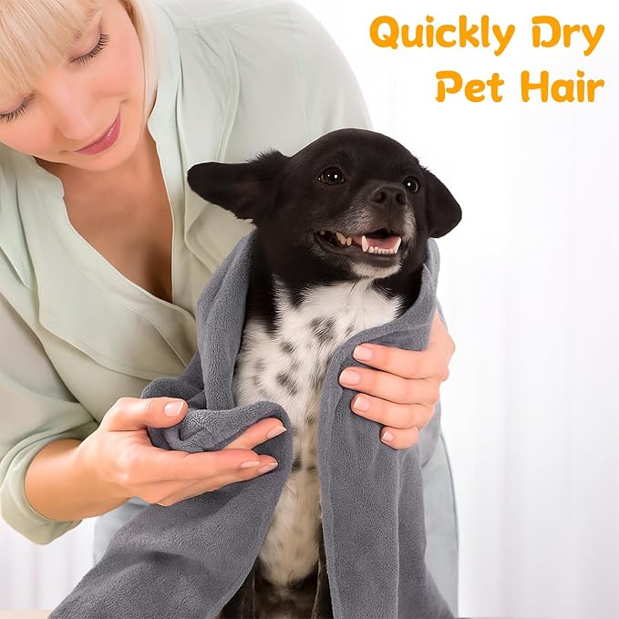 Dog Towels for Drying Dogs Large, Absorbent Microfiber Dogs Bath Towel, 55 x 27.6 Inch Soft Pet Grooming Towel, Dog Shower & Bath Supplies(Grey)