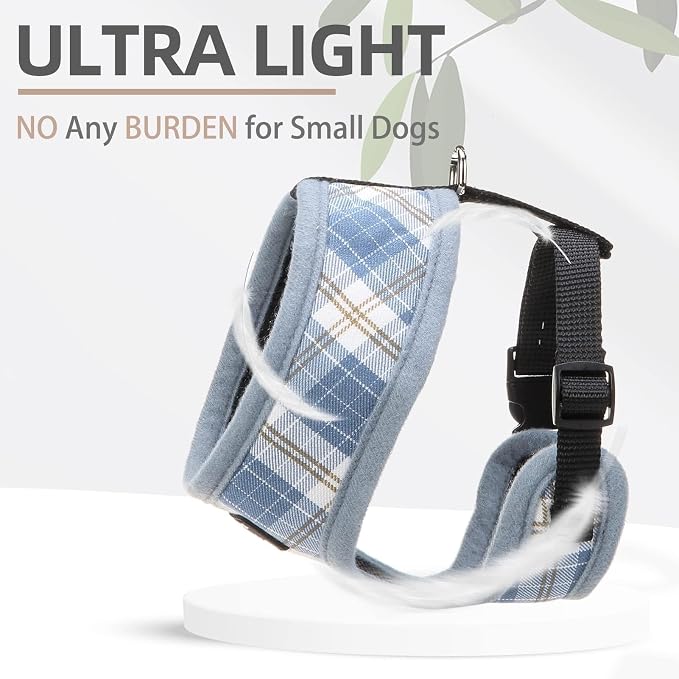 PUPTECK Soft Mesh Dog Harness and Leash Set Pet Puppy Cat Comfort Padded Vest No Pull Harnesses, Sky Blue, M
