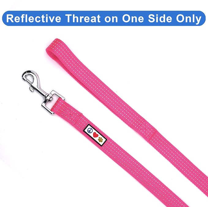 Pawtitas Pink Dog Leash 6 ft M/L Reflective Durable Lightweight Dog Lead for Medium or Large Dogs and Puppies