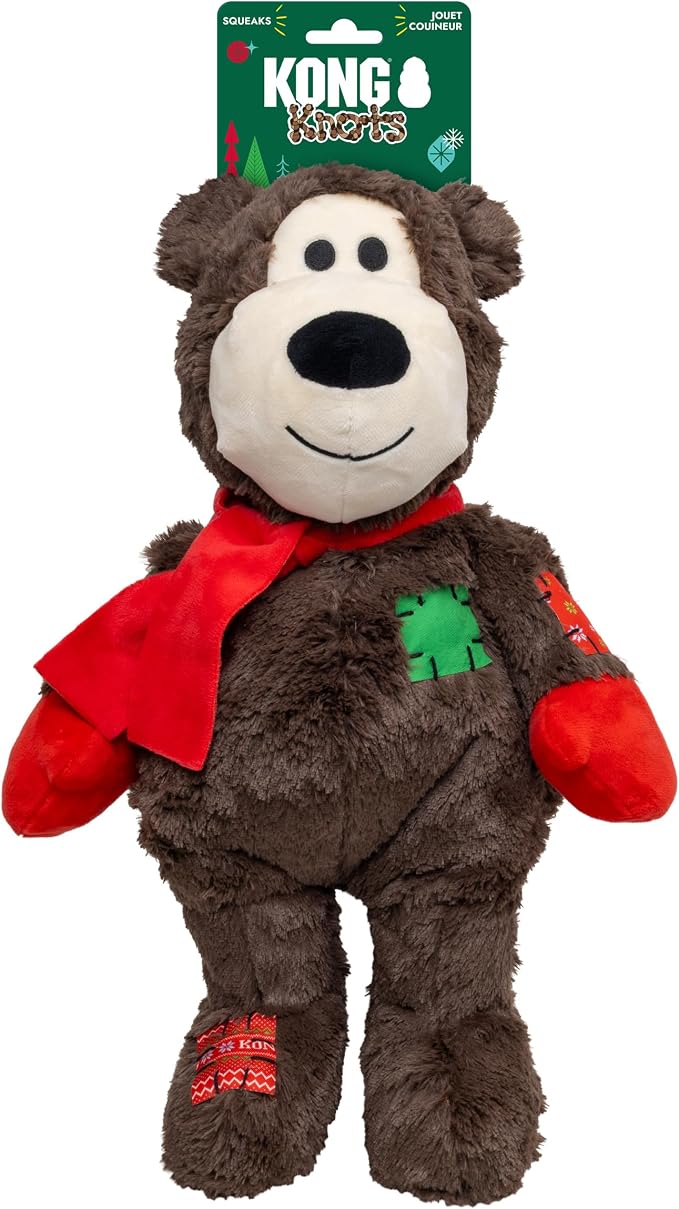 KONG Holiday Wild Knots Bear Dog Toy – (2 Pack, Jumbo)