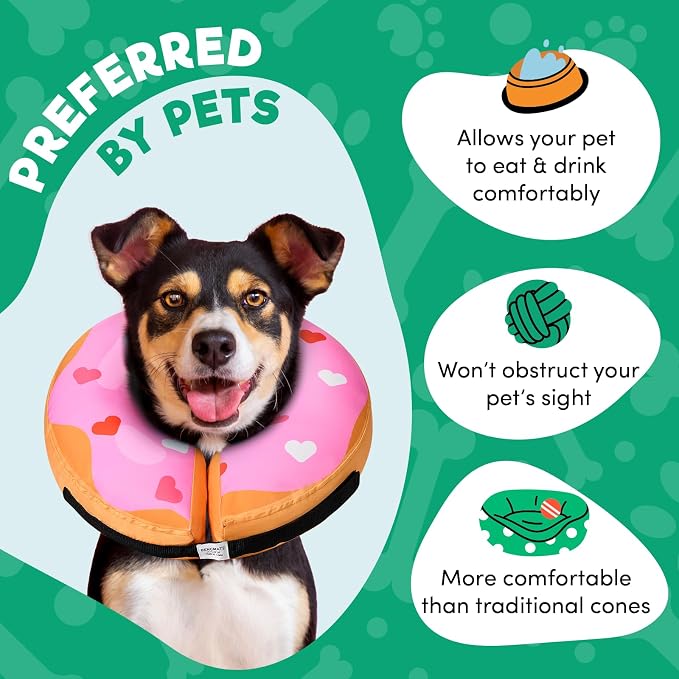 BENCMATE Inflatable Dog Cone Collar Alternative After Surgery XLarge | Soft Dog Cone for Small Medium Large Dogs and Cats, Doggie Neck Donut Recovery ECollar to Stop Licking,HeartShape