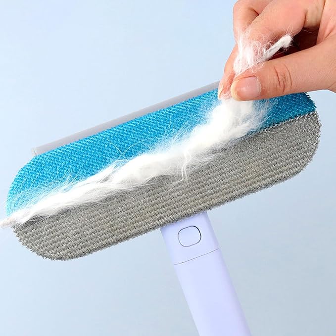 Pet Hair Removal Tool, Dog and Cat Hair Remover for Couch Carpet Furniture, 4 in 1 Multifunctional Pet Hairs Removal Broom, Cleaning Brush for Window Tile, Reusable Washable (Blue)
