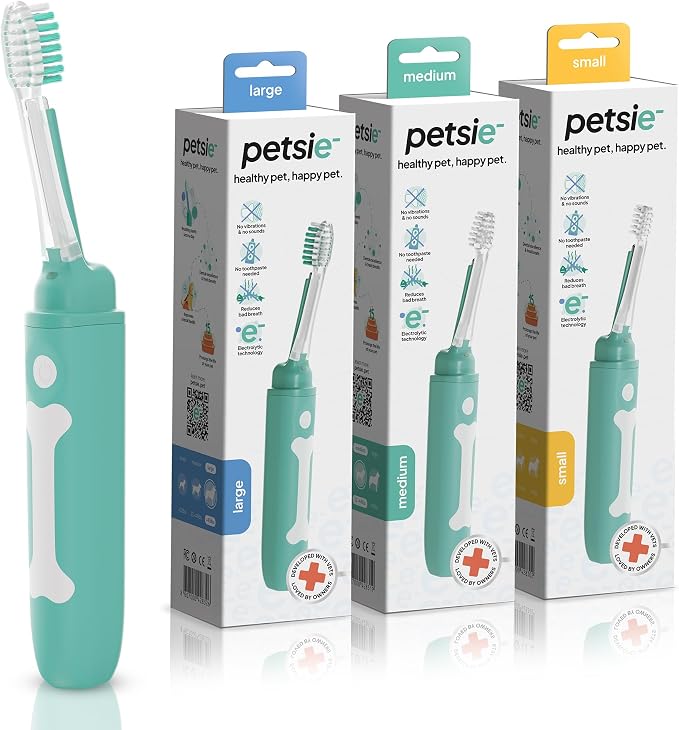Electric Dog Toothbrush Small | Silent and Vibration-Free | Vet-Developed Electrolytic Technology | No Toothpaste Needed | Built-in Timer and App | Small Brush Head for Dogs Under 22 lbs