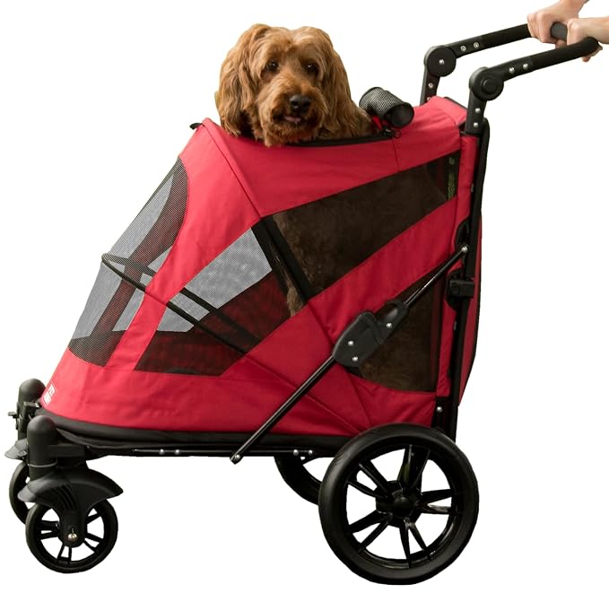 Pet Gear No-Zip Excursion Pet Stroller - Cherry, Dual Entry