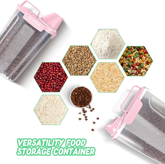LEAWALK 8-12LBS Dog Food Storage Container, 12LBS, Light Pink