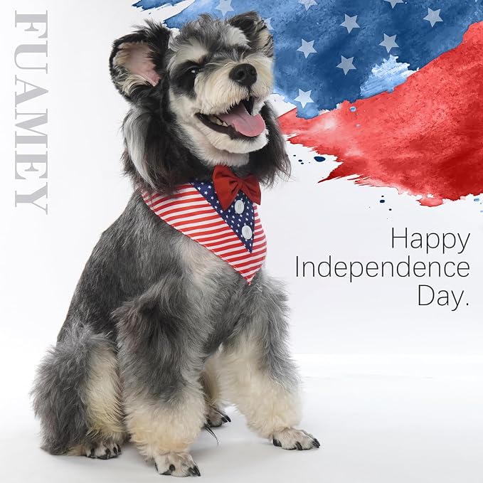 Dog Tuxedo American Flag for Large Dogs, 4th of July Dog Bandanas | Dog Formal Suit Bowtie Collar for Dogs Puppy Memorial Day Bandana with Bow Tie Adjustable Dog Costume Independence Day XL