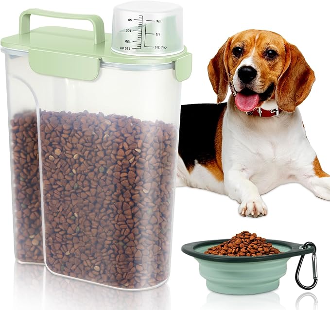 5 Lbs Pet Dog Food Storage Container for Travel Bird Seed Dispenser, 5 Lbs, Green