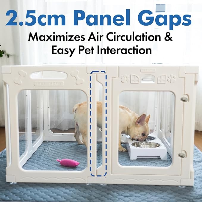 12 Panels Clear Dog Playpen, Modular 2 Room & Toilet Area, Height 30", Ideal for Small & Toy Dogs, Black