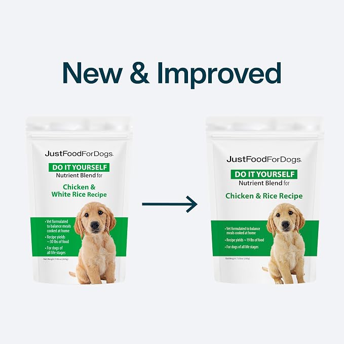 JustFoodForDogs DIY Nutrient Blend for Homemade Dog Food, Chicken & White Rice, (Pack of 2)