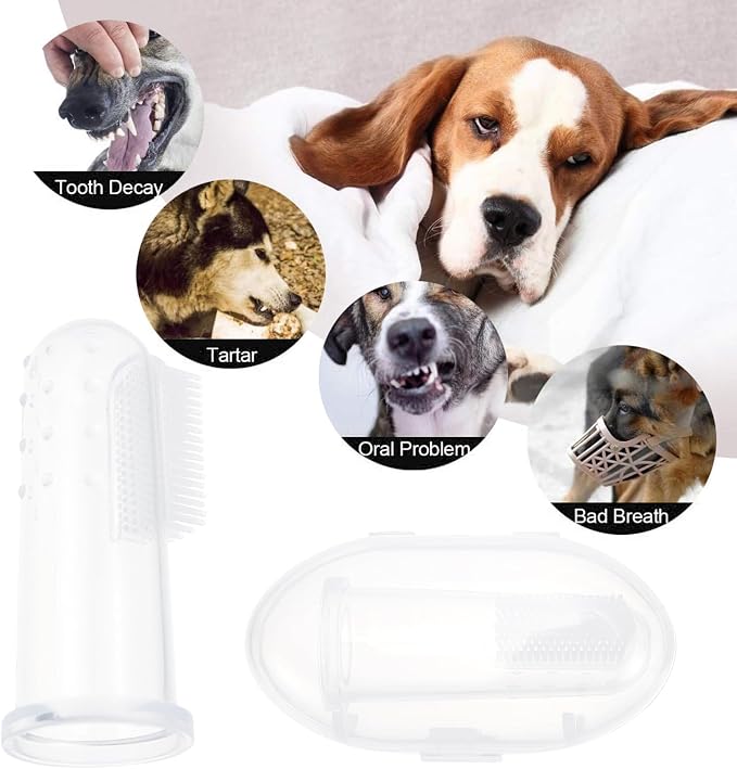 Cabilock 10 Sets Silicone Finger Toothbrushes for Pets Comfortable Gums Massager and Teeth Cleaner for Dogs and Cats Small Portable Dental Care Tool for Puppy Teeth Cleaning