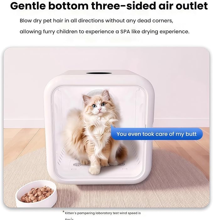 Pet Dryer Box for Dogs & Cats, 6D Airflow ，Ultra-Quiet 45dB Grooming Blower for Small/Large Breeds